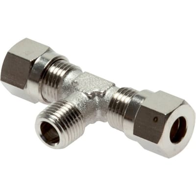 8LL & R1/4'' Vernikkeld Brass T-stuk Snijringkoppeling Buitendraad 100bar ISO 8434-1 [2 Stuks]