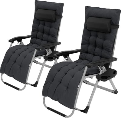 Ligstoelen set - Tuinstoelen relax - Buiten ontspannen - Opvouwbaar met tafel - 2 stuks - Zwart