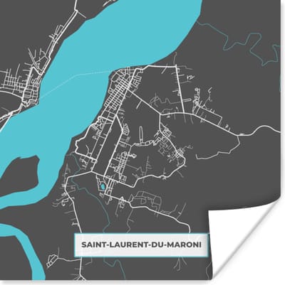 Poster Saint-Laurent-du-Maroni - Stadskaart - Kaart - Plattegrond - Frankrijk - 100x100 cm XXL