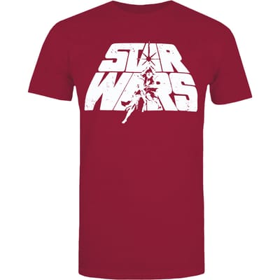 Star Wars Heren Retro Logo Katoenen T-shirt (Bourgondië)