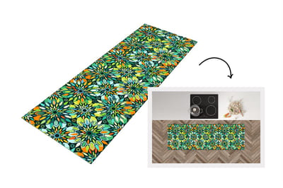 Keukenloper - Loper keuken - Patroon - Mandala - Groen - 150x50 cm - Keukenloper vinyl