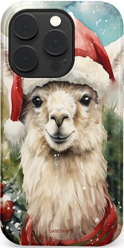 Casetastic hoesje geschikt voor Apple iPhone 14 Pro - MagSafe - Dubbellaagse bescherming - Kerst Lama - Fashion Case - Taupe Lichtgrijs Donkergrijs Saliegroen