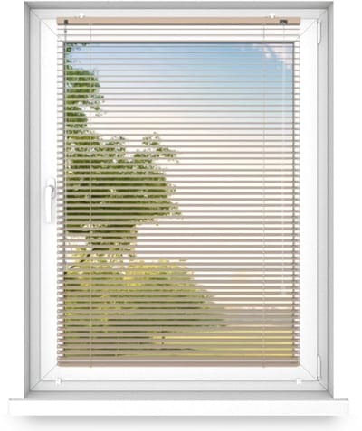 time4blinds - Binnenjaloezieën Zonder Boren - Aluminium Jaloezieën - Aluminium Rolgordijnen voor Woonkamer, Slaapkamer, Keuken, Kantoor - met Koordgeleiders - Zandbruin, Links, 400x300