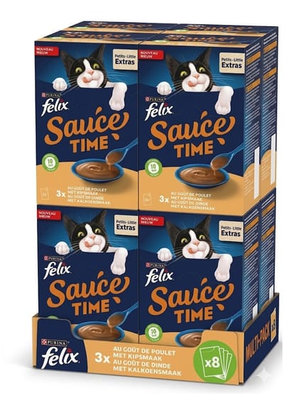 Felix Sauce Time Kip & Kalkoen - Multipack - Kattensnack - 48 (8x6) 1,920kg (48x40g)
