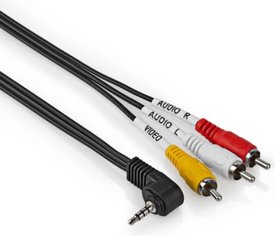 Jack naar tulp kabel - 3.5mm jack haaks - Stereo - 1 meter - Zwart - Allteq