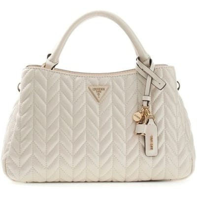 GUESS handtas schoudertas Cheryl Triple Compartment Satchel Stone crème