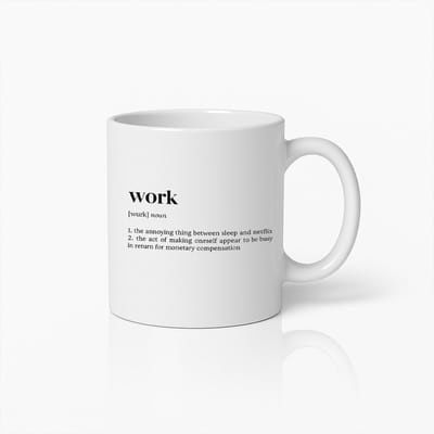Grappige Werk Definitie Mok – Sarcastische Kantoorbeker voor Collega’s & Luie Werkdagen
