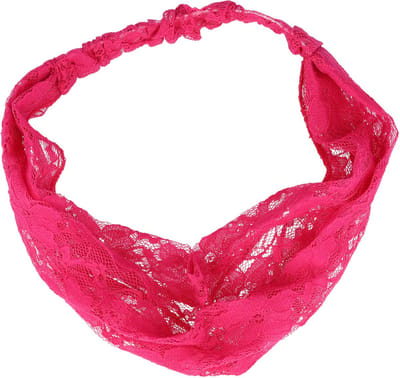 Haarsoires Haarband 3-in-1 - Kant Stof - Fuchsia Roze - Comfortabel Jersey - Casual & Sportief