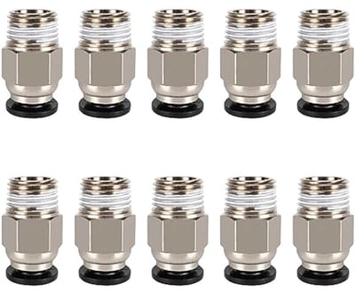 Dailygoods- Pneumatische Aansluiting - PC4-M10 Stekker - Snelkoppeling - Connector - Hoogwaardig Koper - 10 Stuks