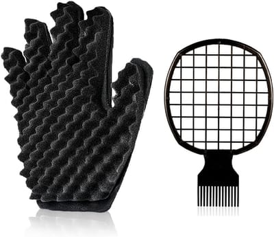 Curling Sponge Handschoen met haartwist kam voor natuurlijke krullen - dames en heren