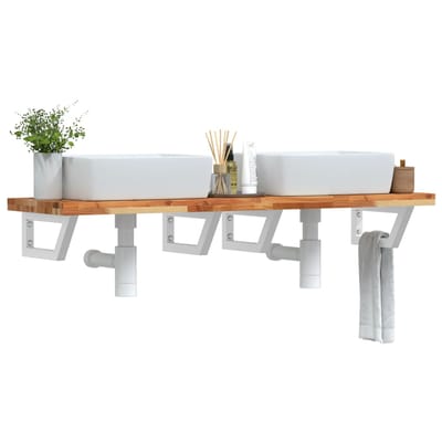 vidaXL - Badkamer - wandschap - staal - en - massief - acaciahout