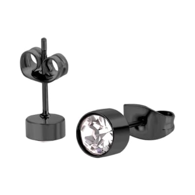 Aramat Jewels | Oorbellen | Zwarte Kristallen Oorbellen 5mm – Staal | | | |5mm | Staal | Kinderen, Volwassenen | Verkleurd niet