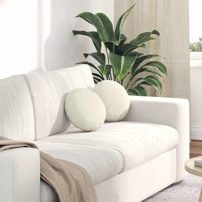 vidaXL - Zitkussens - 2 - st - Fluweel - Crème - Ø30 - x - 13 - cm