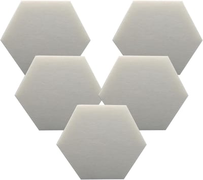 Akoestische Platen - Geluidsisolatie Panelen - Ruimte Verbeteren - Zeshoekig Design - 5 Stuks 29cm - Wit
