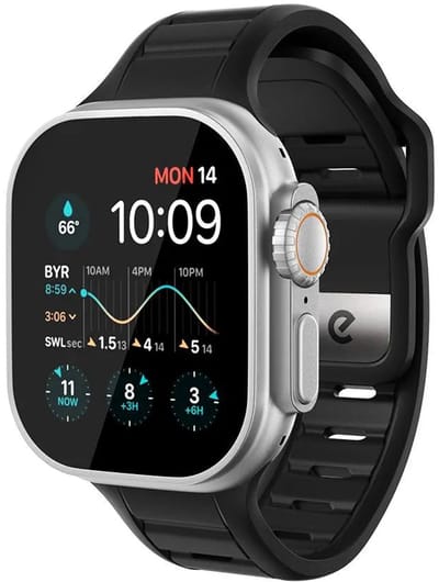 Keybudz Journey FKM horlogeband 44/45/46/49mm – Weerbestendig en 100% waterdicht – UV-bestendige afwerking – Compatibel met alle Apple Watch modellen 44-49mm - Zwart