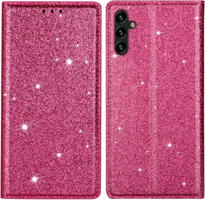 Coverup Hoesje - Geschikt voor Samsung Galaxy A15 Hoesje - Coverup Glitter Book Case - Roze