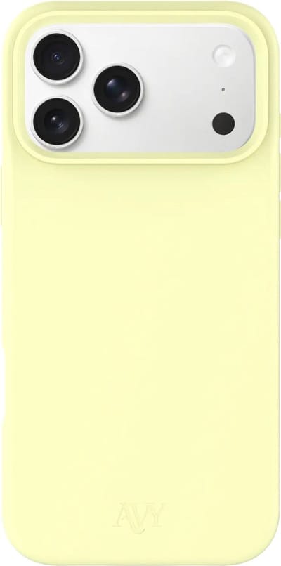 AVY Hoesje geschikt voor Apple iPhone 17 Pro | Compatibel met MagSafe | Back Cover | Liquid Silicone | Comfortabel in de Hand | Butter Yellow