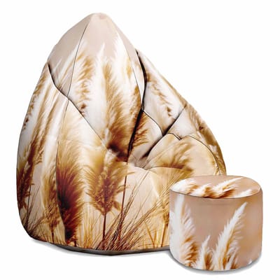 DreamRoots Oxford Zitzak voor Volwassenen – Luxe Beanbag met Voetsteun en Afneembare Hoes – Inclusief Vulling – 80x80x120 cm - Pampas Grass