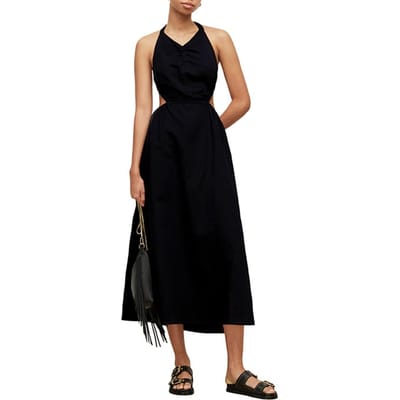 AllSaints Ludo Dress Black Maat: 10 | Midi Jurken Outlet | Dames | Zwart