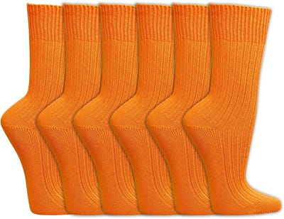 Sokken van biologisch katoen | Zonder schadelijke stoffen | Kleur: Oranje | Diverse maten | 6 paar