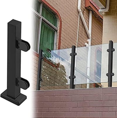 Balustrade Paal - Glazen Hekwerk - Veilig Afzetten - 304 Roestvrij Staal - 140cm Hoog - Grijs