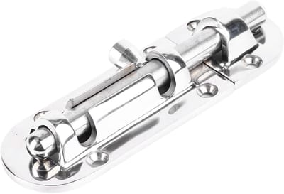 Deurslot RVS 316 - Schuifslot Beveiliging - Kasten Beveiligen - Ronde Kop Design - 120 x 38 mm - Zilverkleurig
