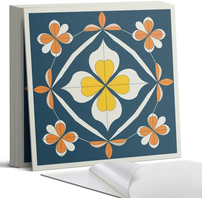 Coloray Wandpanelen Zelfklevend - Bloemenpatroon met symmetrie Zelfklevende Wandpanelen - 50 cm x 50 cm - Marine Wandpaneel PVC - 5 stuks - Mozaïeken Wandpanelen Zelfklevend - Wandpaneel Keuken - Wandpanelen Badkamer