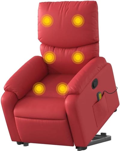 Sta-op Massagestoel - Fauteuil met liftfunctie - Comfortabel Ontspannen - Elektrische hef-ondersteuning - 110 kg draagvermogen - Rood