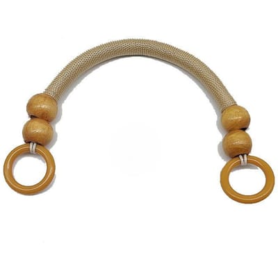 1pc Poignée de Sac Rustique en Bois Perlé en Nylon en Forme de U - Accessoire Durable et Élégant pour Sacs à Main et Paniers, Parfait pour l'Artisanat et les Projets DIY ivoire