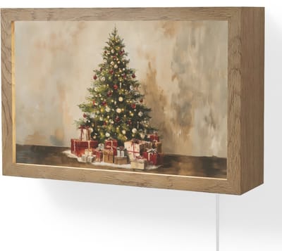 Wandlamp 30x20 cm - Oplaadbaar - Kerstboom - Versierd - Kleurrijk - Wandlampen binnen woonkamer - Slaapkamer lamp met kabel - Decoratieve nachtlamp - Vloerlamp snoer