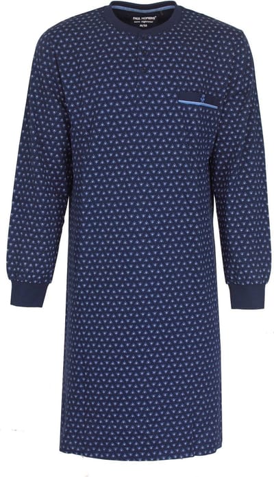 Paul Hopkins - Heren Nachthemd - Polo Sluiting - Navy Blauw - Maat S