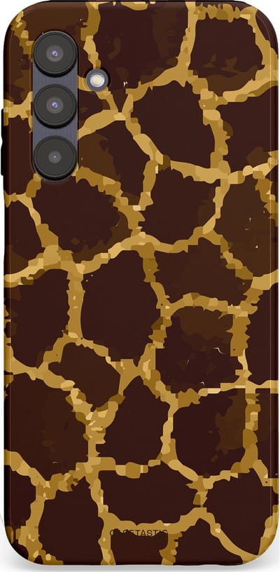 Casetastic hoesje geschikt voor Samsung Galaxy A25 - Dubbellaagse bescherming - Afrikaanse Giraffenprint - Fashion Case - Zwart Bruin Goud Olijfgroen