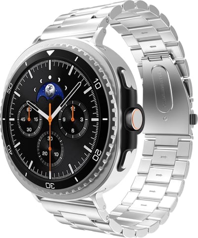 Cazy horlogebandje geschikt voor Samsung Galaxy Watch Bandje (PrimeSteel) - Smartwatchbandjes (+Horloge inkortset) - Universeel bandje voor Samsung Galaxy Watch 8 / Watch 8 Classic - Zilver