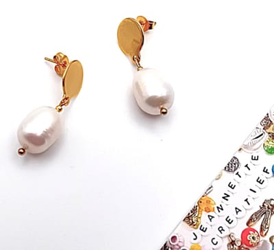 Jeannette-Creatief® - Zoetwaterparels - Oorbellen Zoetwaterparels Barok Gold - Oorbellen