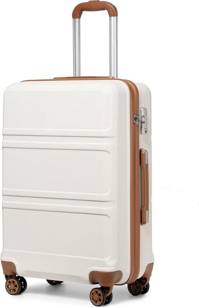 Handbagagekoffer trolleys 55 cm lichte harde koffer met 4 wielen en TSA-slot, 55 x 40 x 22 cm, 39 liter, dubbele wielen, trolleykoffer, ABS harde schaal (crèmewit, M)