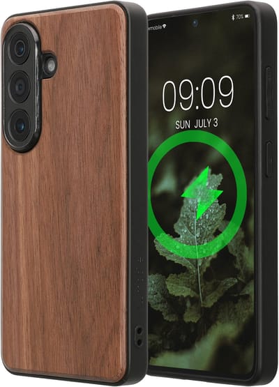 kwmobile Echt Houten Beschermhoes voor Samsung Galaxy S26 – Hout & TPU Cover – donkerbruin hout
