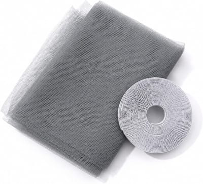 Raamhor-raamhor dakraam-Raamgaas tegen insecten - 150x150 cm vliegennet voor ramen - zelfklevend materiaal, op maat te knippen - muggennet/raamgaas/insectenwerend gordijn - te installeren op meerdere ramen - grijs