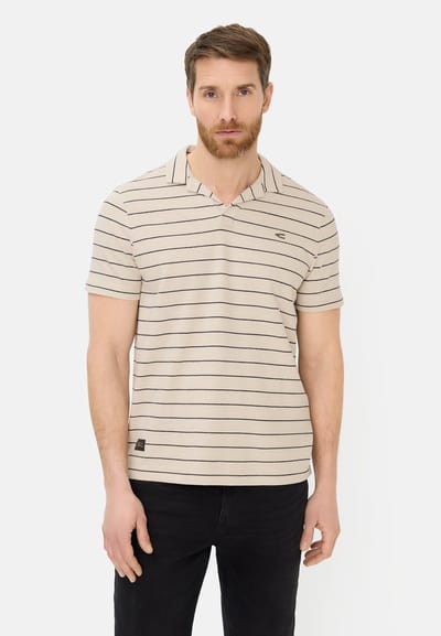 camel active Poloshirt met contrasterende details - Maat menswear-S - Beige