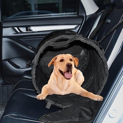 Draagbare reiskrat voor auto, 53 cm kleine huisdierenkrat metalen frame hondenkrat, opvouwbare lichtgewicht stevige Oxford-doek met ademend gaas, eenvoudig te installeren huisdierendrager (zwart)