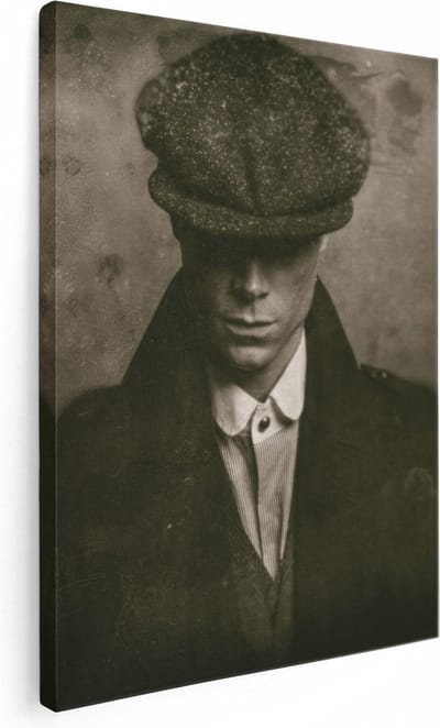 Artaza Canvas Schilderij Gangster - 30x40 cm - Klein - Wanddecoratie Peaky Blinders - Muurdecoratie Portret - Kamer Accessoires Man