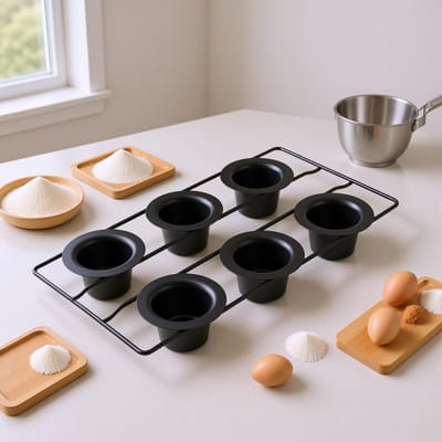 6-delige Popover Bakvorm   Antiaanbak Stevig Koolstofstaal Bakgerei Makkelijk Schoon te Maken voor Pudding Muffins Popovers gray