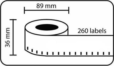 rillstab 12 st Labelrol 89x36 mm wit