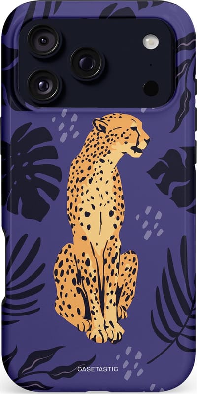 Casetastic hoesje geschikt voor Apple iPhone 17 Pro Max - MagSafe - Dubbellaagse bescherming - Cheetah elegantie - Fashion Case - Donkerblauw