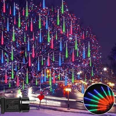 MUPOO LED Meteorregen Buis - Kerstverlichting Meteorenregenverlichting - 50 cm - 288 LEDs - Multicolour - IP65 Waterdichte - Meteor Douchelampen Voor Buiten, Boom, Feest, Huwelijk