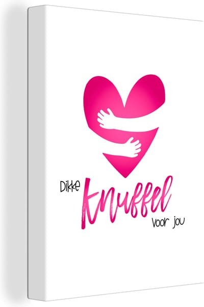 Canvas Schilderij Beterschap - Spreuken - Roze - Knuffel - 30x40 cm - Wanddecoratie