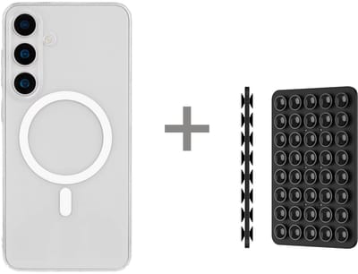 MagSafe Compatible Hoesje voor Samsung Galaxy S25 met Telefoonhouder Dubbelzijdig 40 Zuignapjes zoals Octobuddy – Zwart Telefoonhouder Shockproof Hoesje