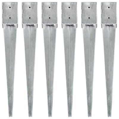 vidaXL - Grondpinnen - 6 - st - 10x10x76 - cm - gegalvaniseerd - staal - zilverkleurig