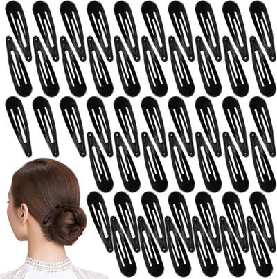 Metalen Haarclips Set van 50 Stuks - Snap Haarclips van 5 cm voor Dames en Meisjes - Zwart, Perfect voor Haarstyling en Accessoires