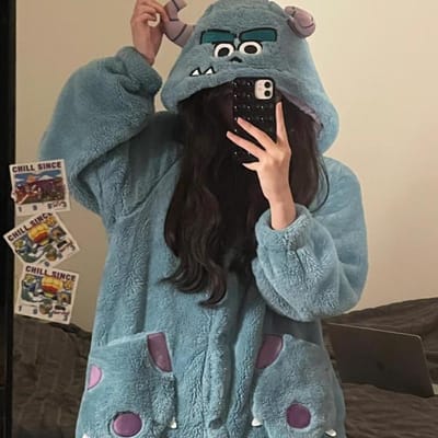 Dames Cosplay Schattige Pyjama Cartoon Dier Slaapzak Huiskleding Warm Vrije tijd Dames Trend Nachtkleding Meisje Casual Nachtkleding Pak M black