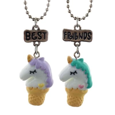 Fako Bijoux® - Vriendschapsketting - BFF Ketting - Eenhoorn - Unicorn - Best Friends - Groen/Paars
